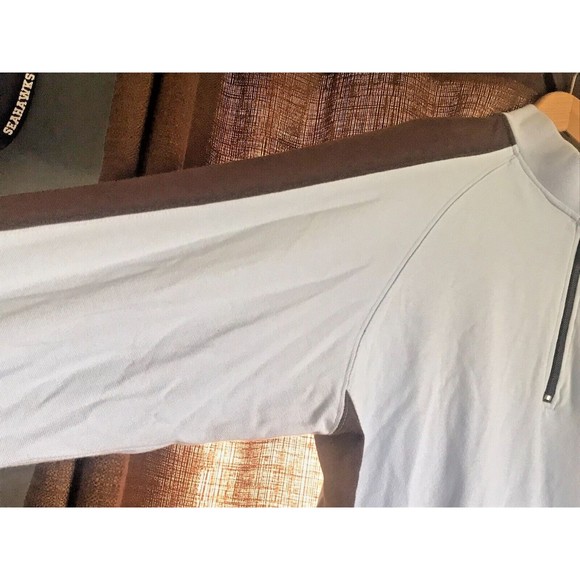 Sean John Mens XXXL 3XL Light Blue Brown Quarter Zip Sweatshirt - Picture 3 of 14